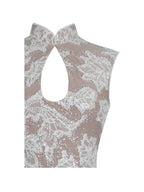 Tavia White Beaded Teardrop Neckline Maxi Dress