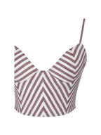 Xola Red White Chevron Striped Linen Cropped Top