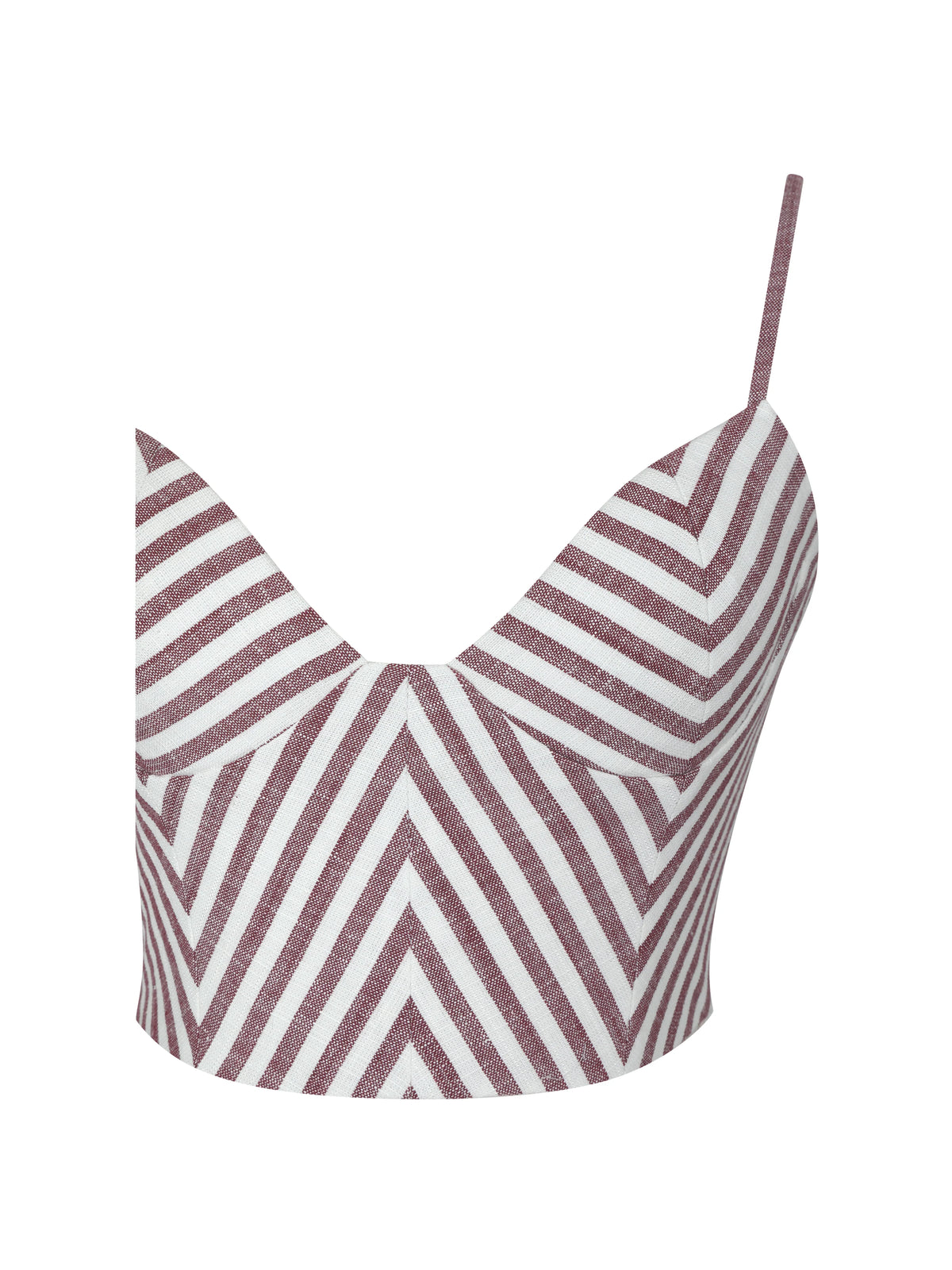 Xola Red White Chevron Striped Linen Cropped Top