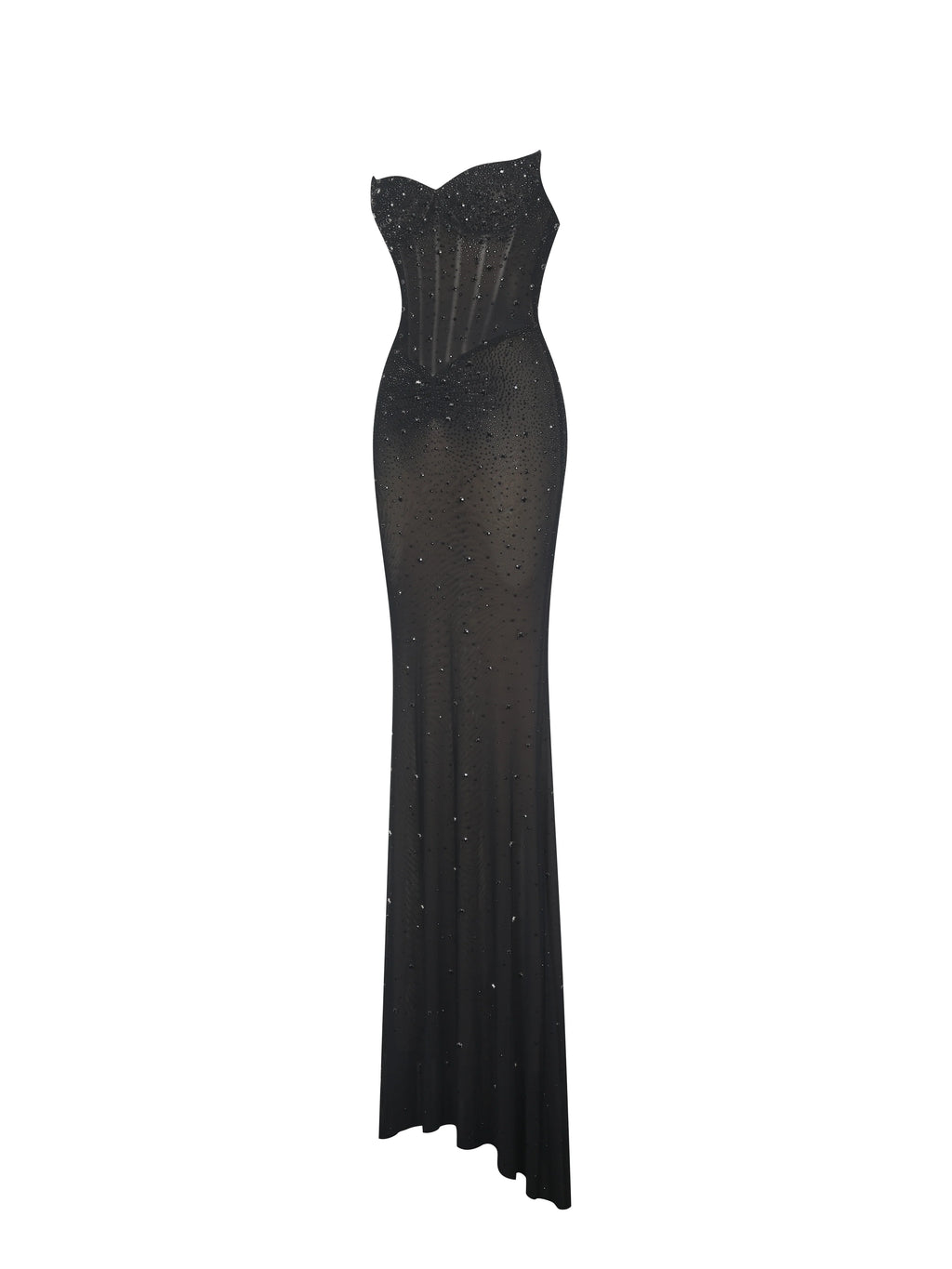 Fatima Black Crystal Sleeveless Corset Mermaid Maxi Dress