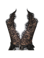 Faris Espresso Plunging Halter Belted Mini Dress