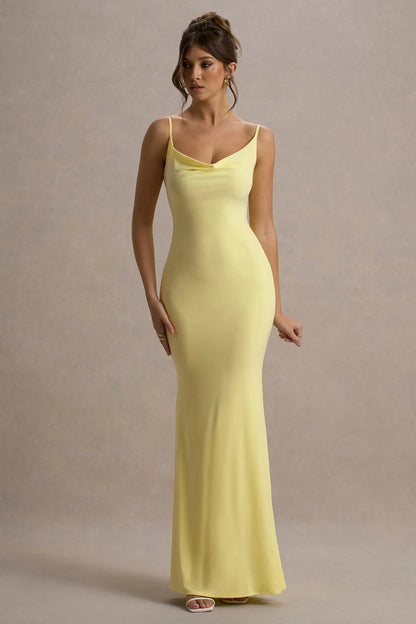 Francoise Lemon Cowl Neck Backless Maxi Dress With Lace Insert