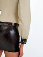 Vivian Mocha Faux Leather Low Rise Mini Skirt