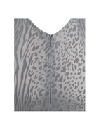 Waylynn Gray Animal Print Burnout Velvet Detail Mesh Backless Maxi Dress