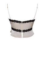 Yareli Beige Lace Trim Satin Strappy Top
