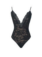 Venetia Black Lace Plunging Bodysuit