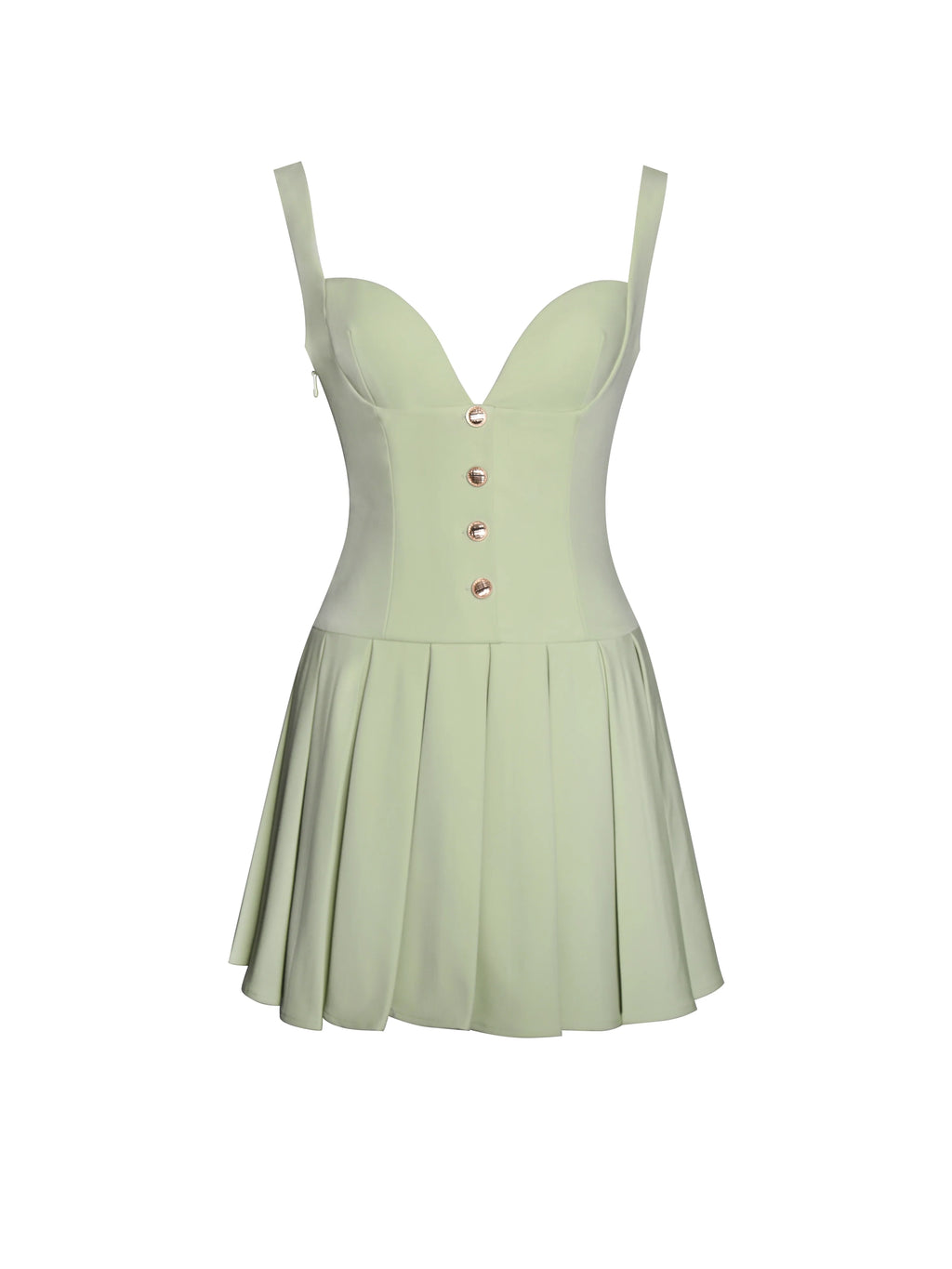 Tala Pistachio Green Sleeveless Pleated Preppy Mini Dress Archive Sale