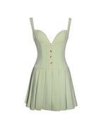 Tala Pistachio Green Sleeveless Pleated Preppy Mini Dress Archive Sale