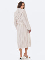 Celine Soft White Faux Mink Belted Longline Coat