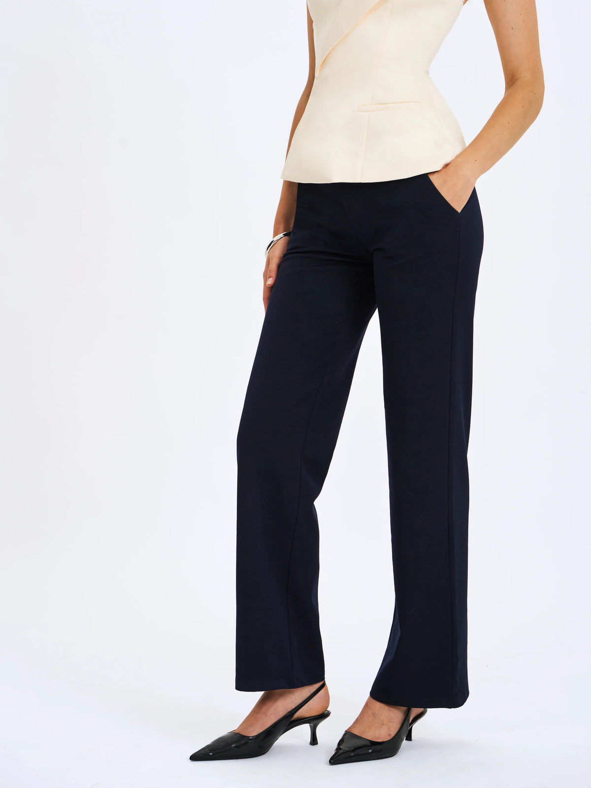 Yanin Navy Low Rise Straight Leg Pants