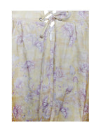 Oana Floral Print Linen Collared Off Shoulder Mini Dress