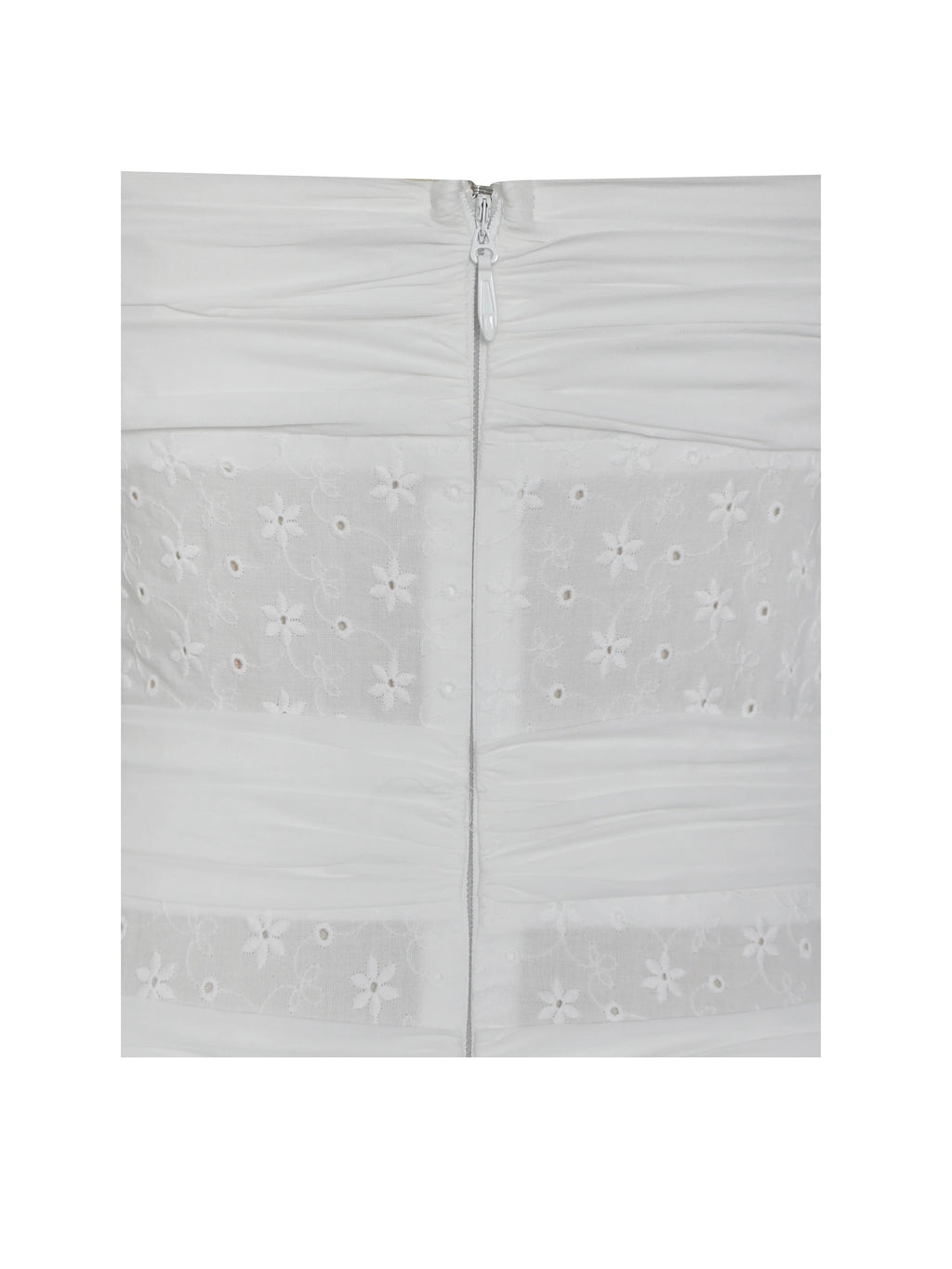 Maelis White Cotton Eyelet Drop Waist Midi Dress