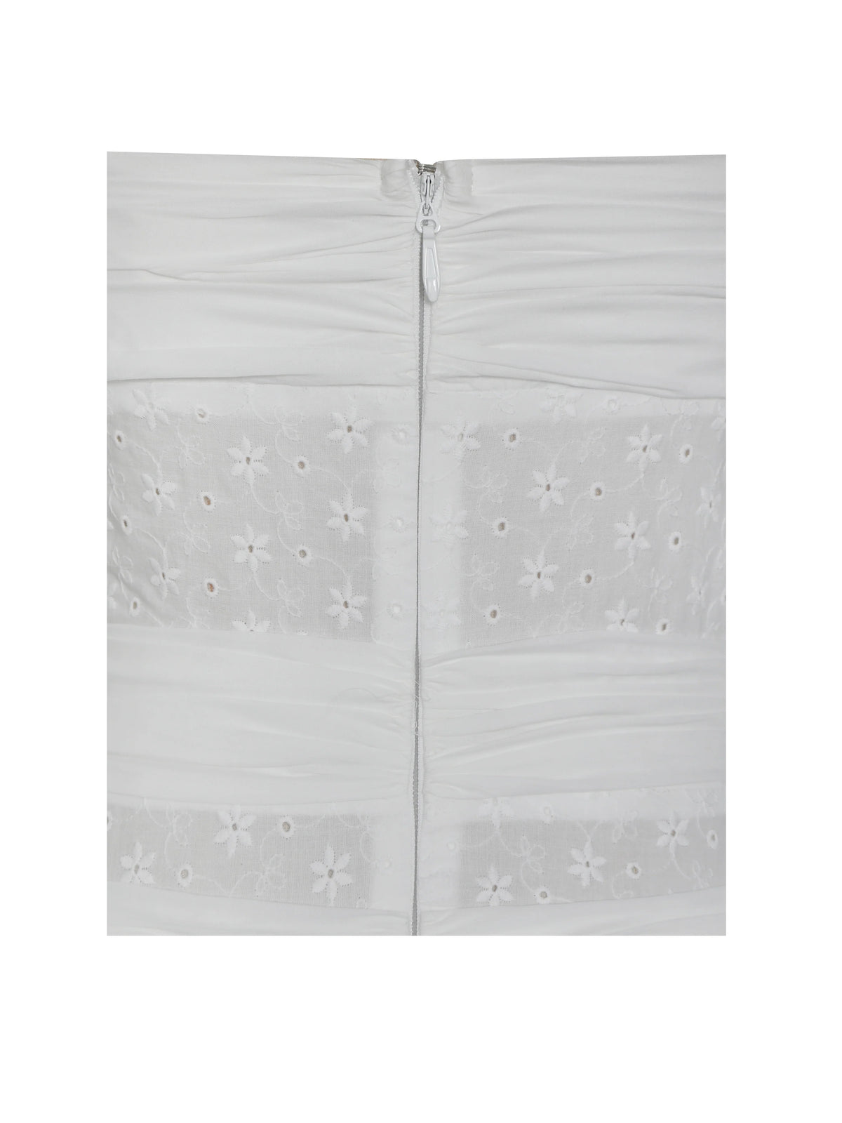 Maelis White Cotton Eyelet Drop Waist Midi Dress