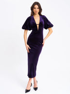Coraline Purple Velvet Bubble Sleeve Backless Maxi Dress Archive Sale