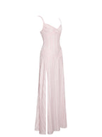 Mallory Baby Pink Stripe Jacquard High Slit Gown