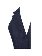 Mavis Indigo Denim Halter Single Breasted Lapel Top