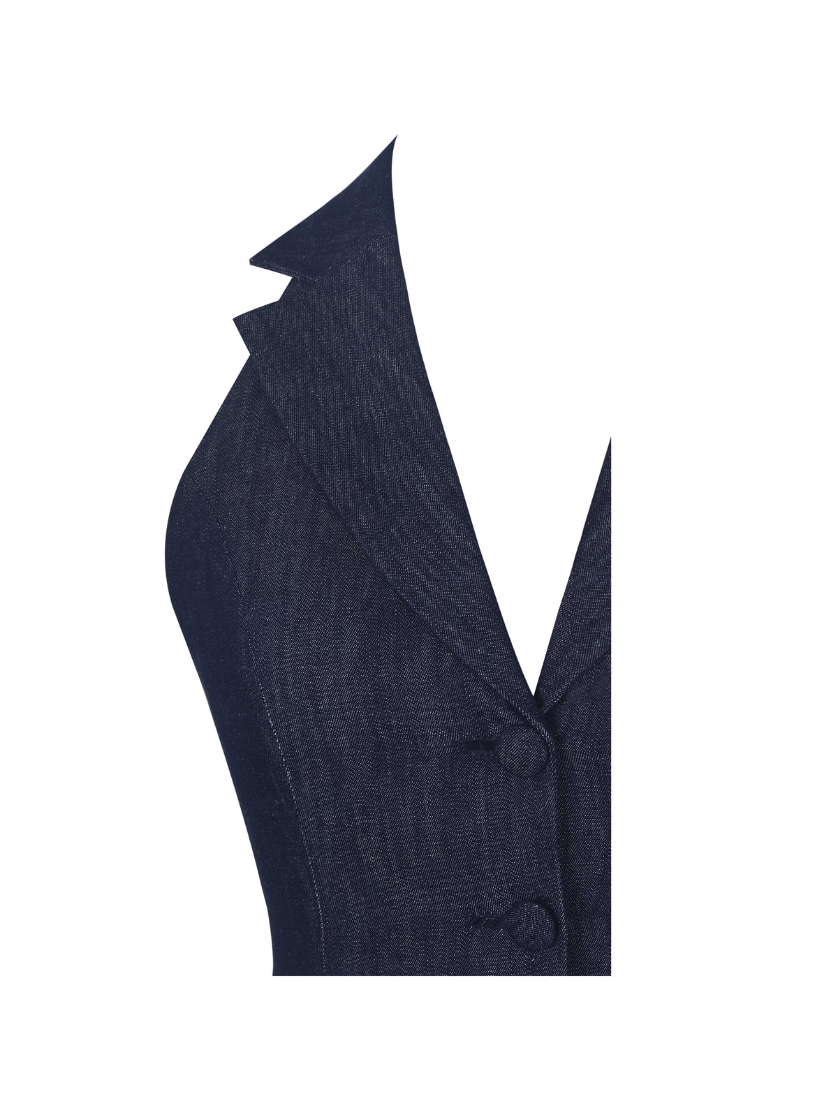 Mavis Indigo Denim Halter Single Breasted Lapel Top