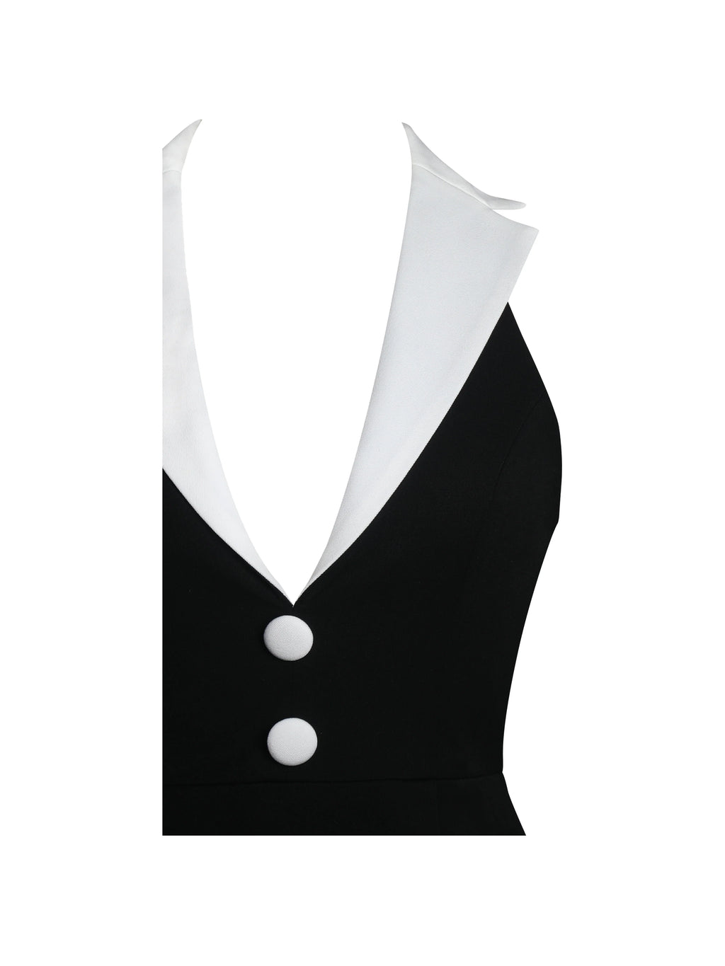 Ignacia Office Casual Black and White Halter Mini A line Dress