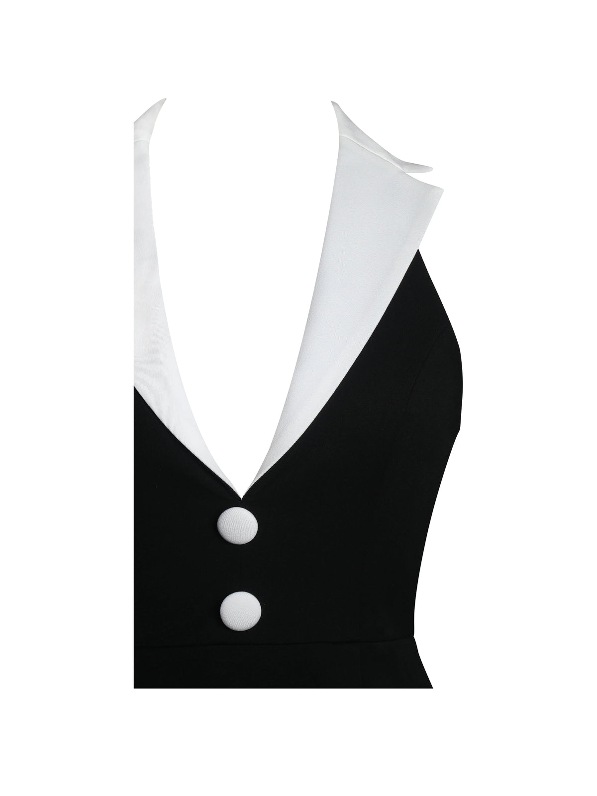 Ignacia Office Casual Black and White Halter Mini A line Dress