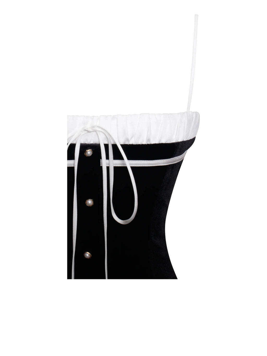 Olya Black and White Velvet A Line Corset Mini Dress