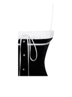 Olya Black and White Velvet A Line Corset Mini Dress