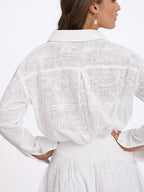 Quintina White Embroidered Cotton Gauze Button Down Shirt