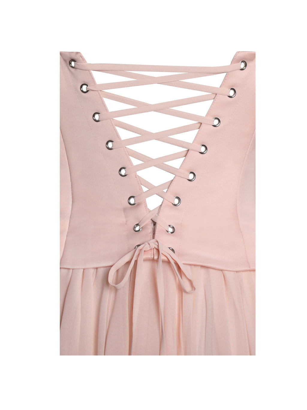 Qianna Baby Pink Peplum Drop Waist Chiffon Gown