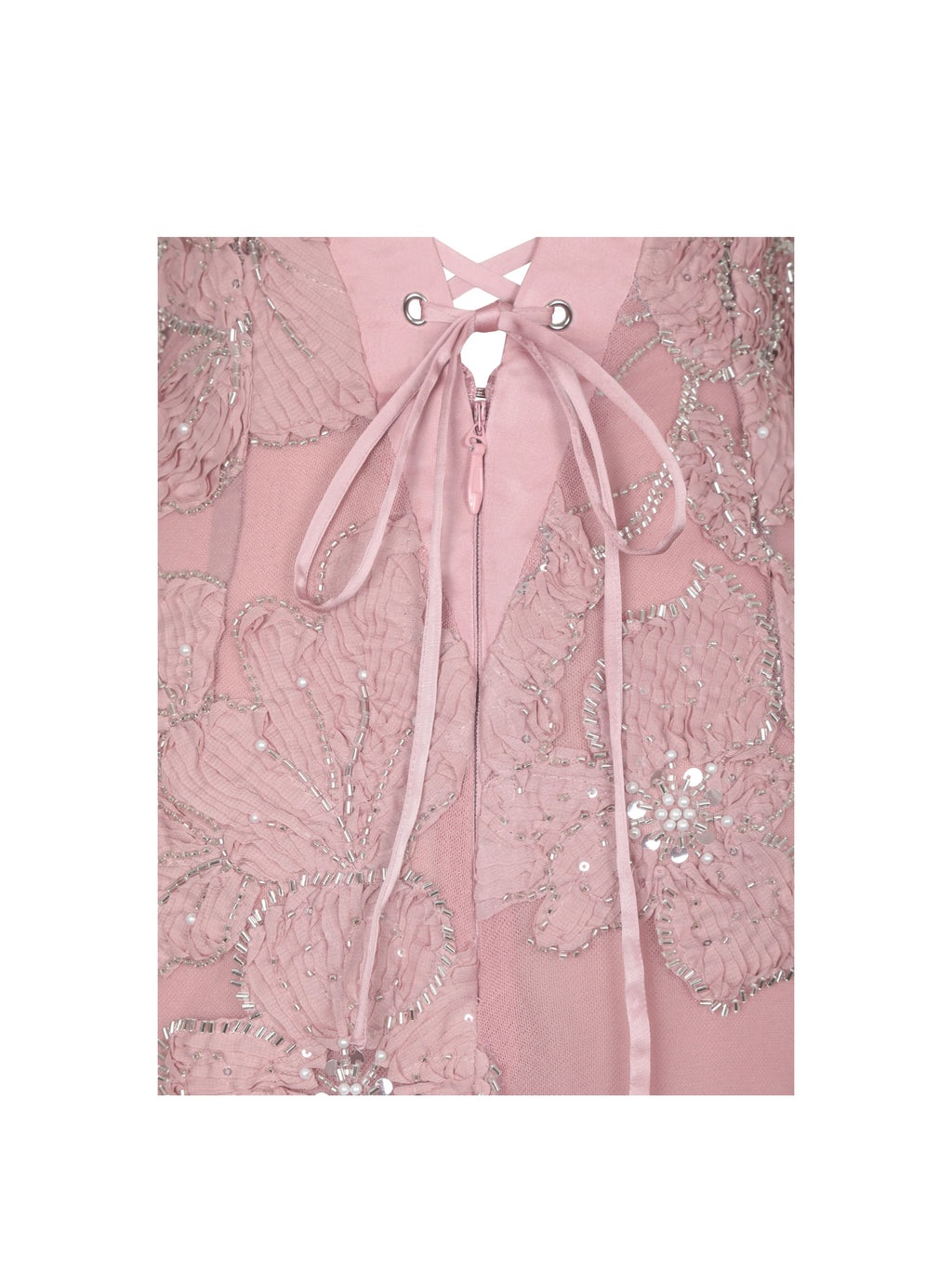 Raphaela Dusty Pink Beaded Floral Strapless Mermaid Maxi Dress