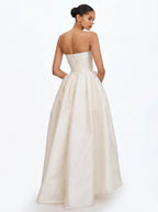Tomika Ivory Jacquard Dipped Hem Wedding Gown
