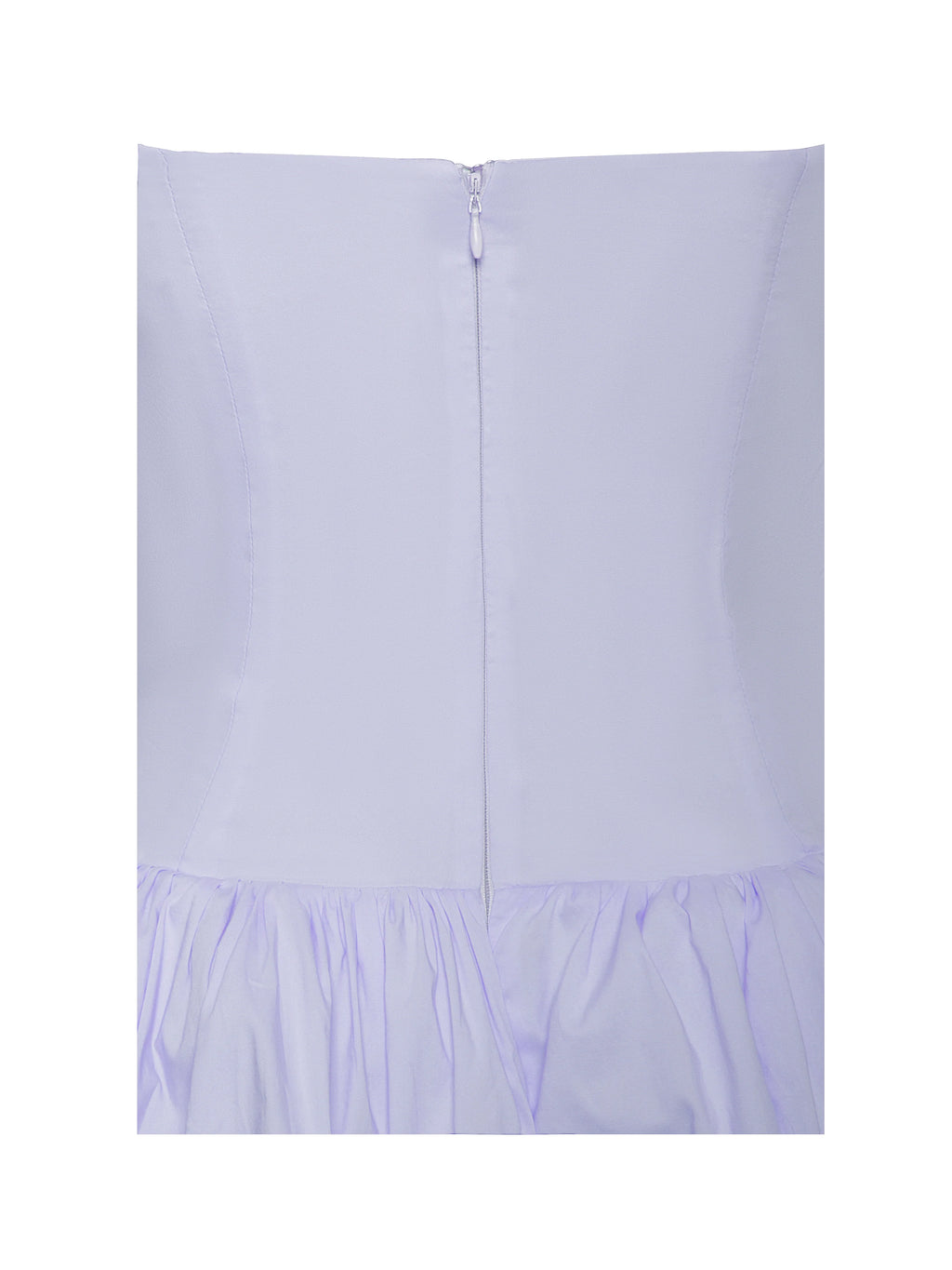 Oletta Blue Cotton Poplin Corset Strapless Bubble Hem Mini Dress