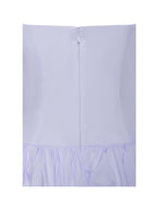 Oletta Blue Cotton Poplin Corset Strapless Bubble Hem Mini Dress