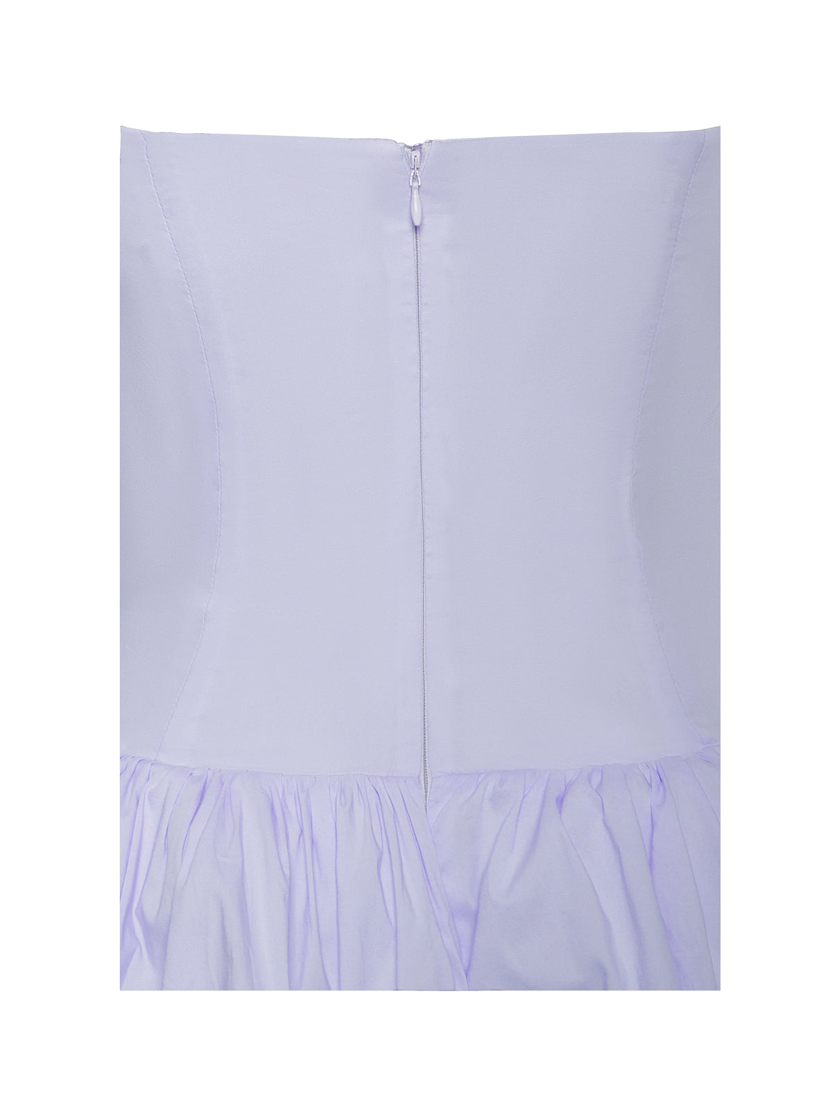 Oletta Blue Cotton Poplin Corset Strapless Bubble Hem Mini Dress