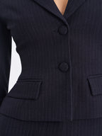 Quinne Navy Striped Single Breasted Peplum Blazer