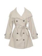 Vanetta Tan High Collar Double Breasted Trench Mini Coat