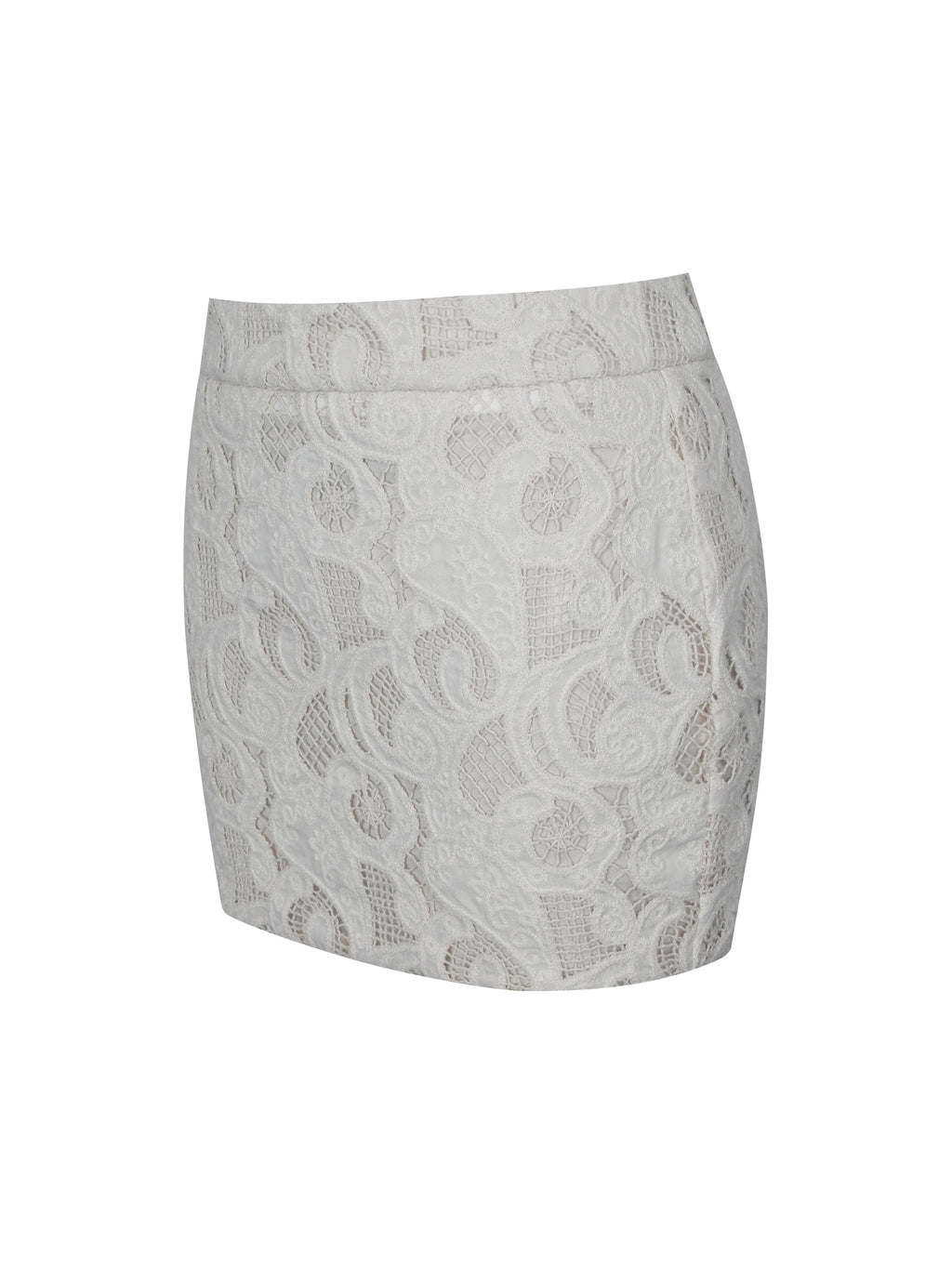 Wendy Beige Cotton Lace Low Rise Mini Skirt