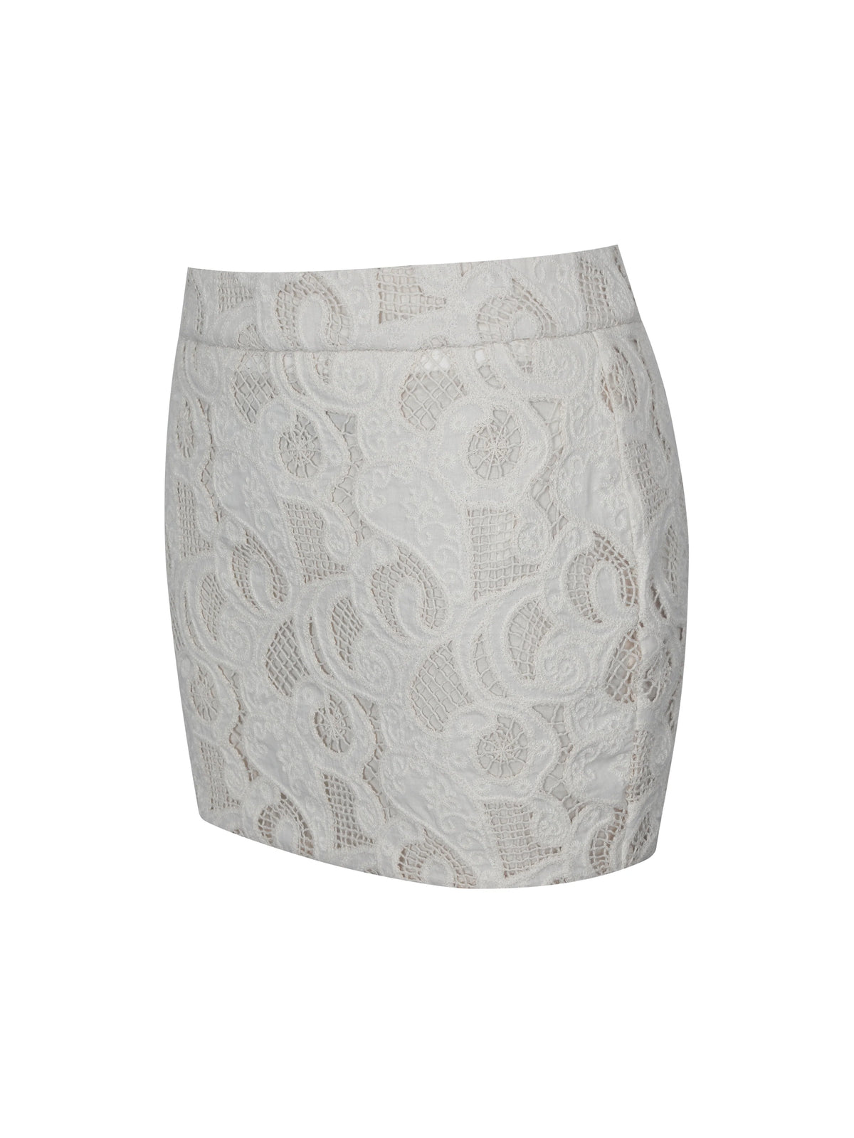 Wendy Beige Cotton Lace Low Rise Mini Skirt