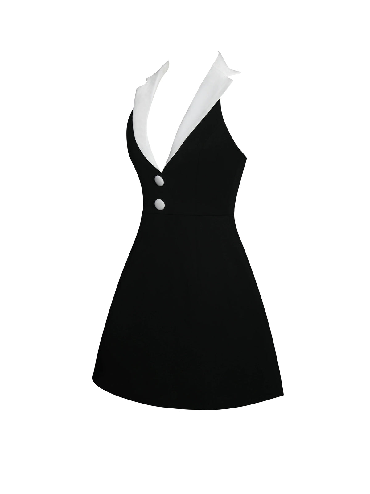 Ignacia Office Casual Black and White Halter Mini A line Dress