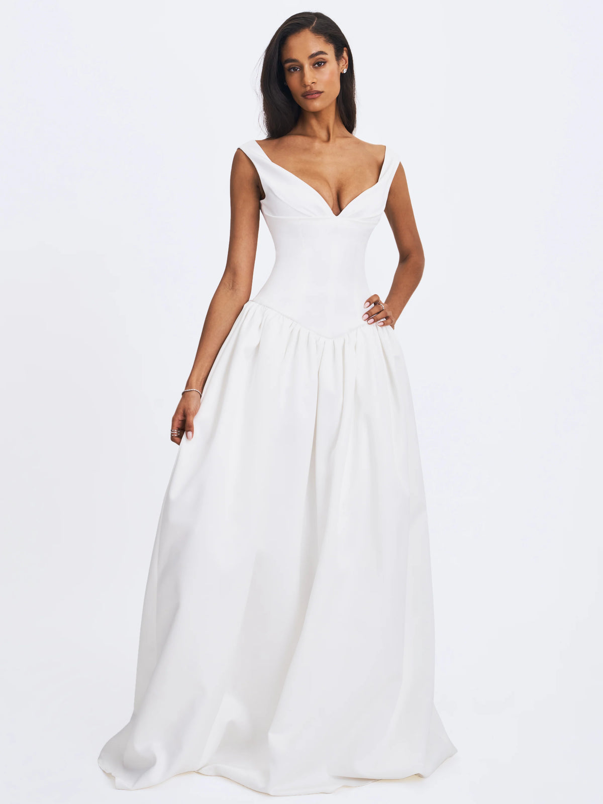 Siena White Satin Sweetheart Wedding Gown