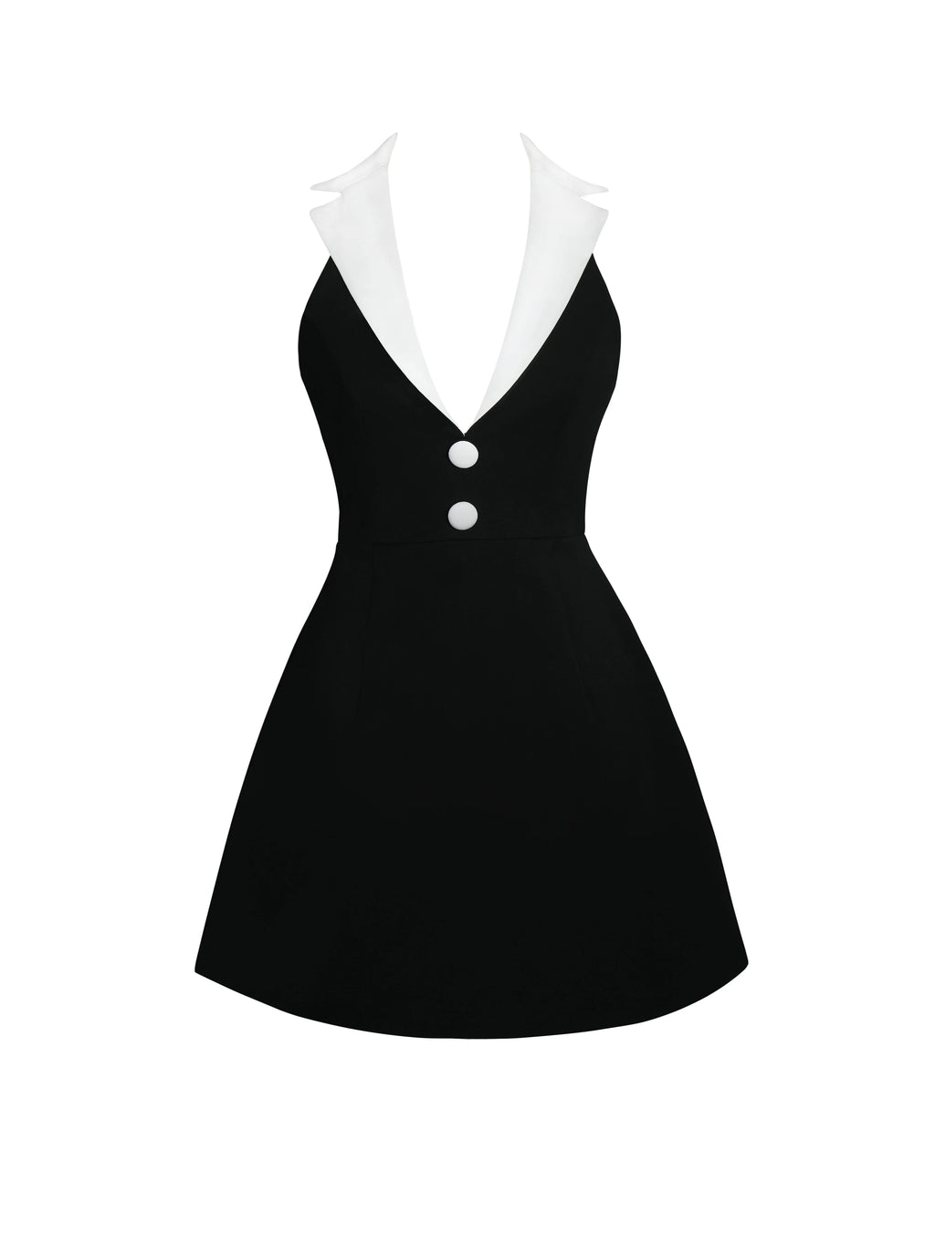 Ignacia Office Casual Black and White Halter Mini A line Dress