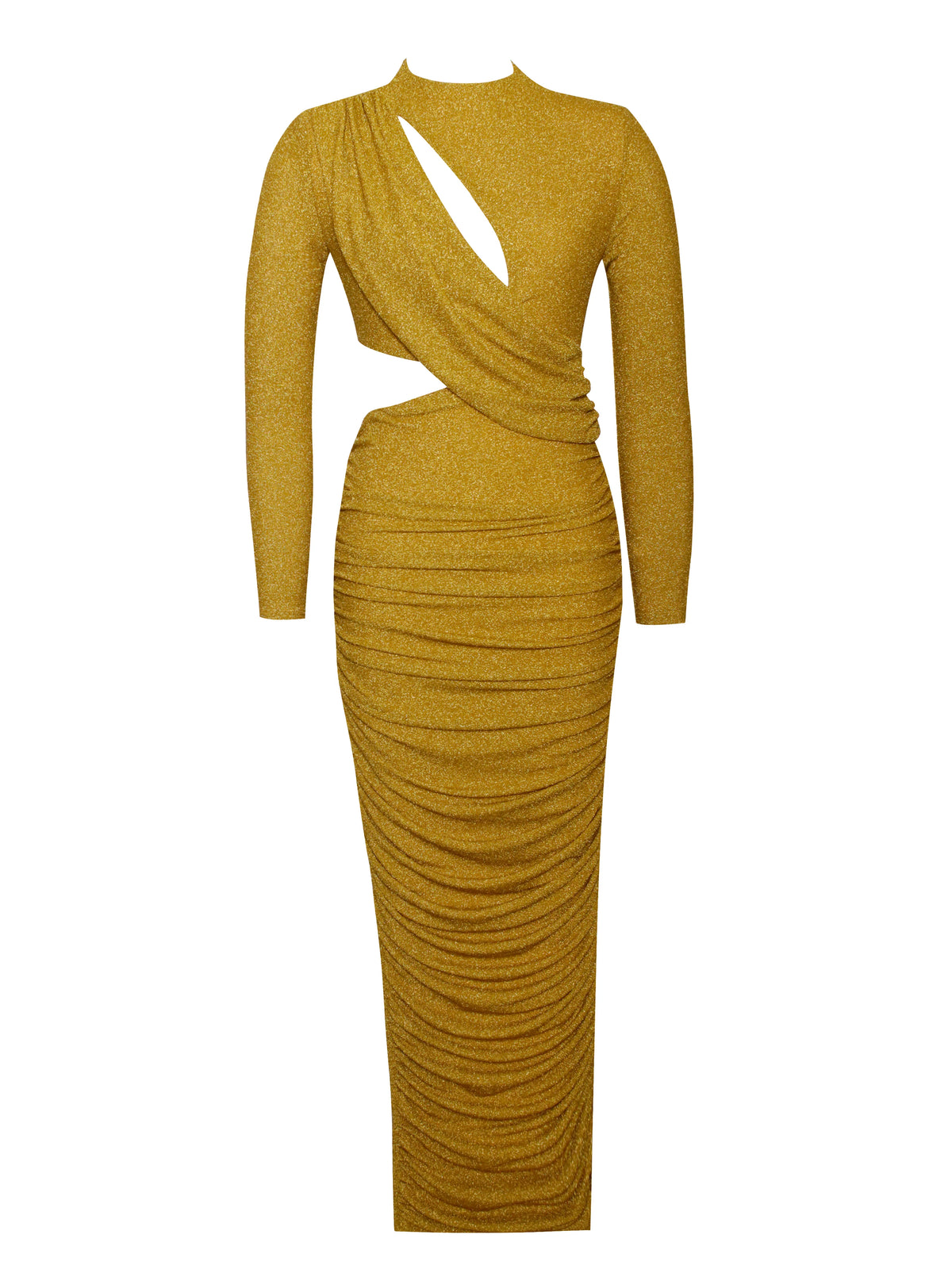 Payson Gold Long Sleeve Metallic Jersey Cutout Dress Archive Sale