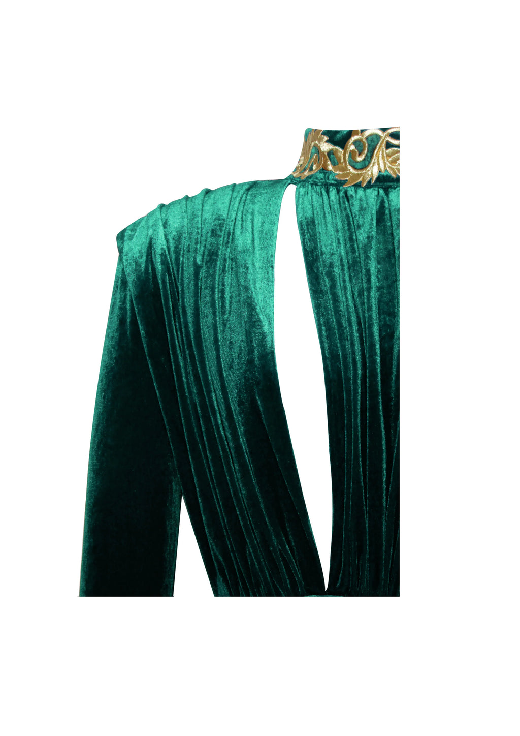 Zenaida Emerald Green Cutout High Slit Velvet Gown Archive Sale
