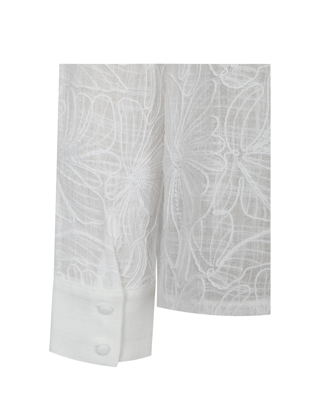 Quintina White Embroidered Cotton Gauze Button Down Shirt