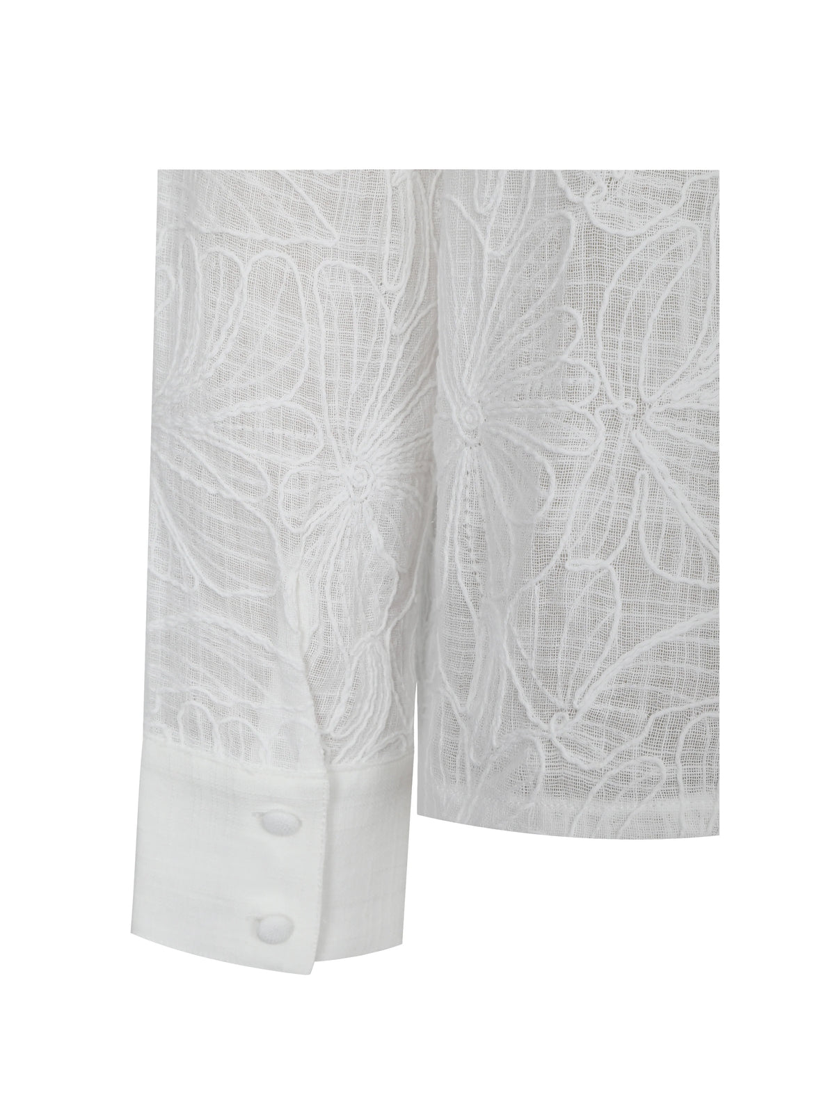 Quintina White Embroidered Cotton Gauze Button Down Shirt