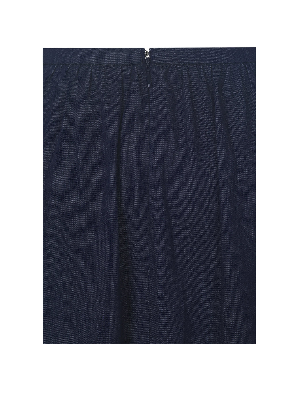Maevie Indigo Denim Gathered A Line Midi Skirt