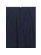 Maevie Indigo Denim Gathered A Line Midi Skirt