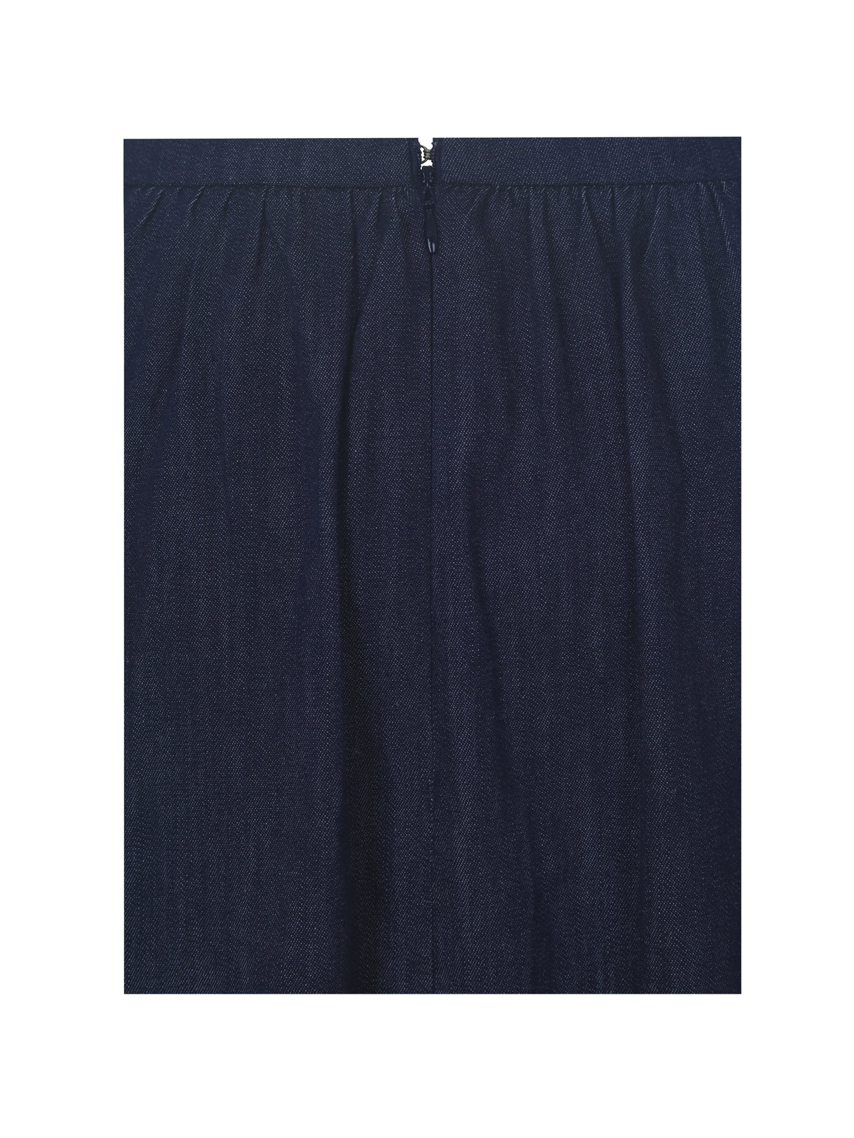 Maevie Indigo Denim Gathered A Line Midi Skirt