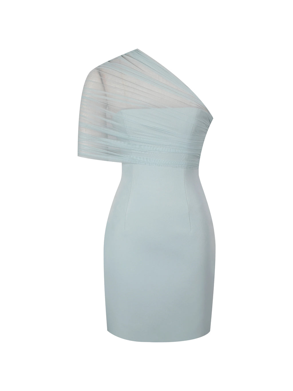 Phoebe Mint One Shoulder Ruched Mesh Mini Dress