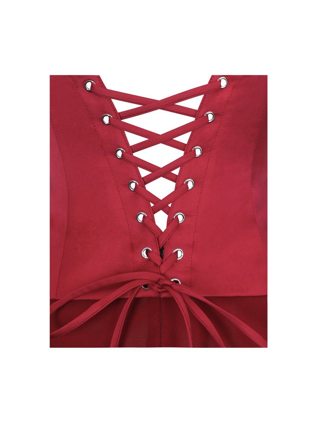 Giselle Crimson Peplum Mermaid Gown with Chiffon Scarf