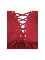 Giselle Crimson Peplum Mermaid Gown with Chiffon Scarf