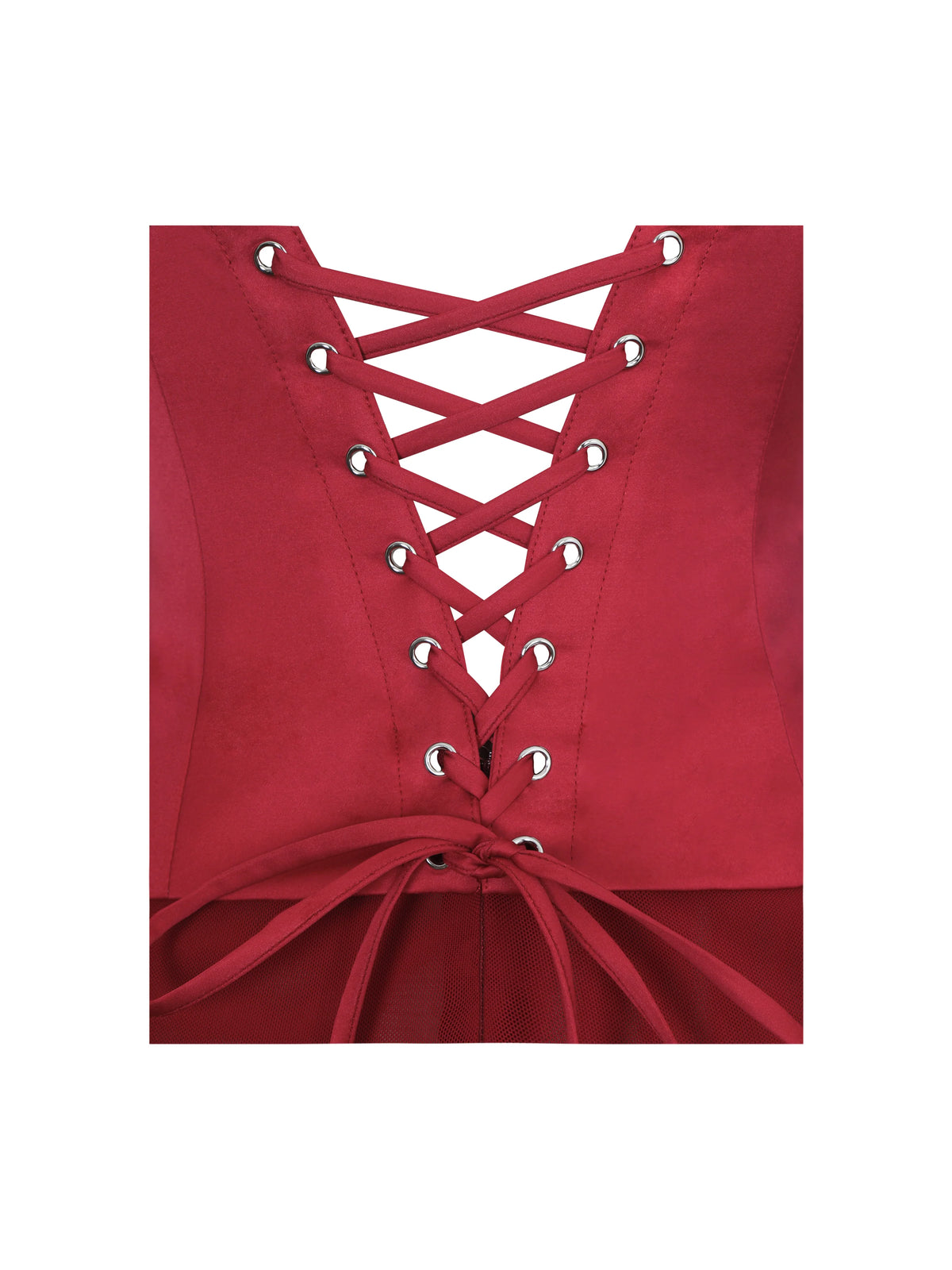 Giselle Crimson Peplum Mermaid Gown with Chiffon Scarf